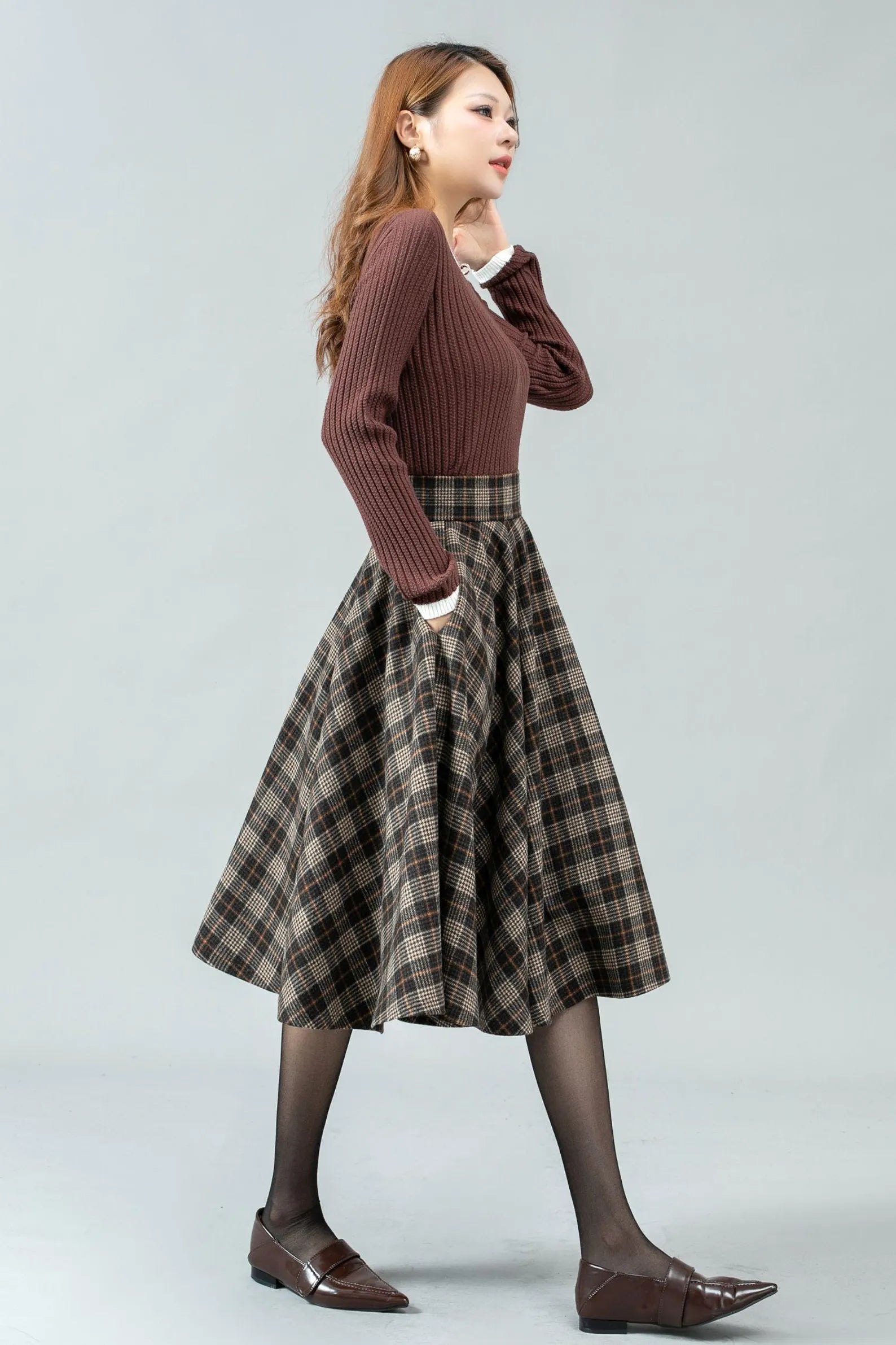 Anna - Karierter Damen-Wollrock