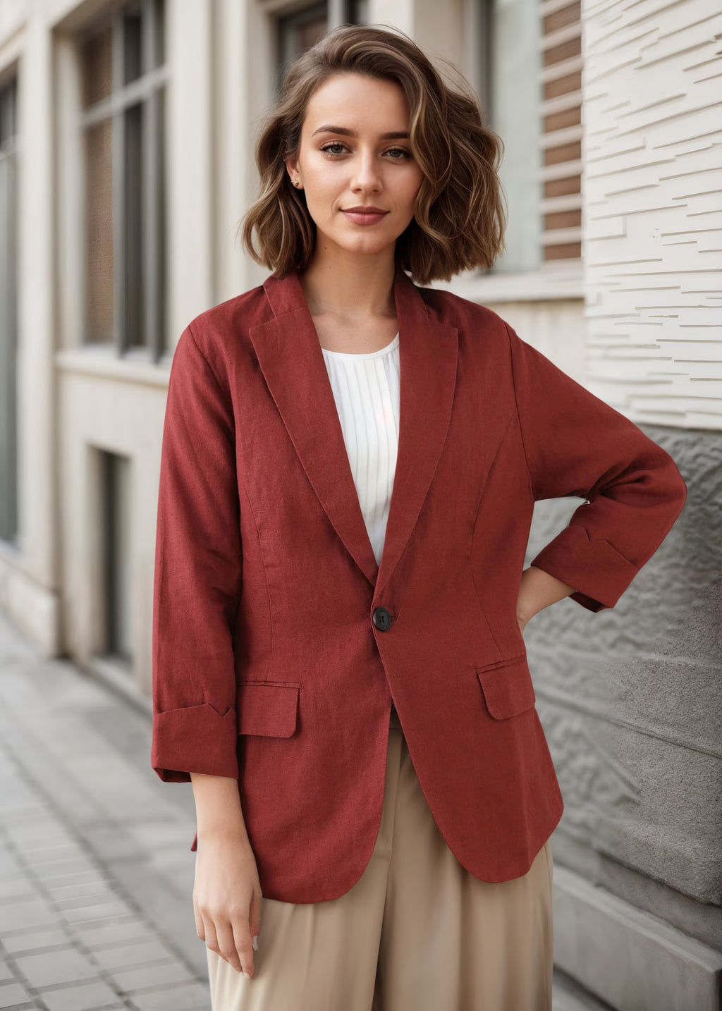 Maria - Roter Damen-Leinenblazer