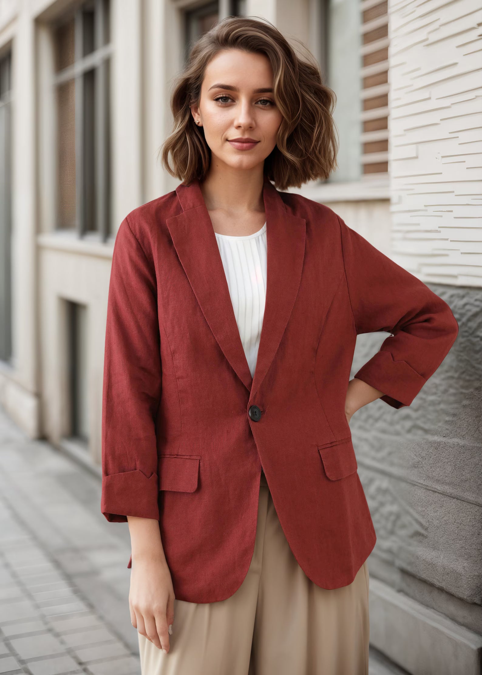 Maria - Roter Damen-Leinenblazer