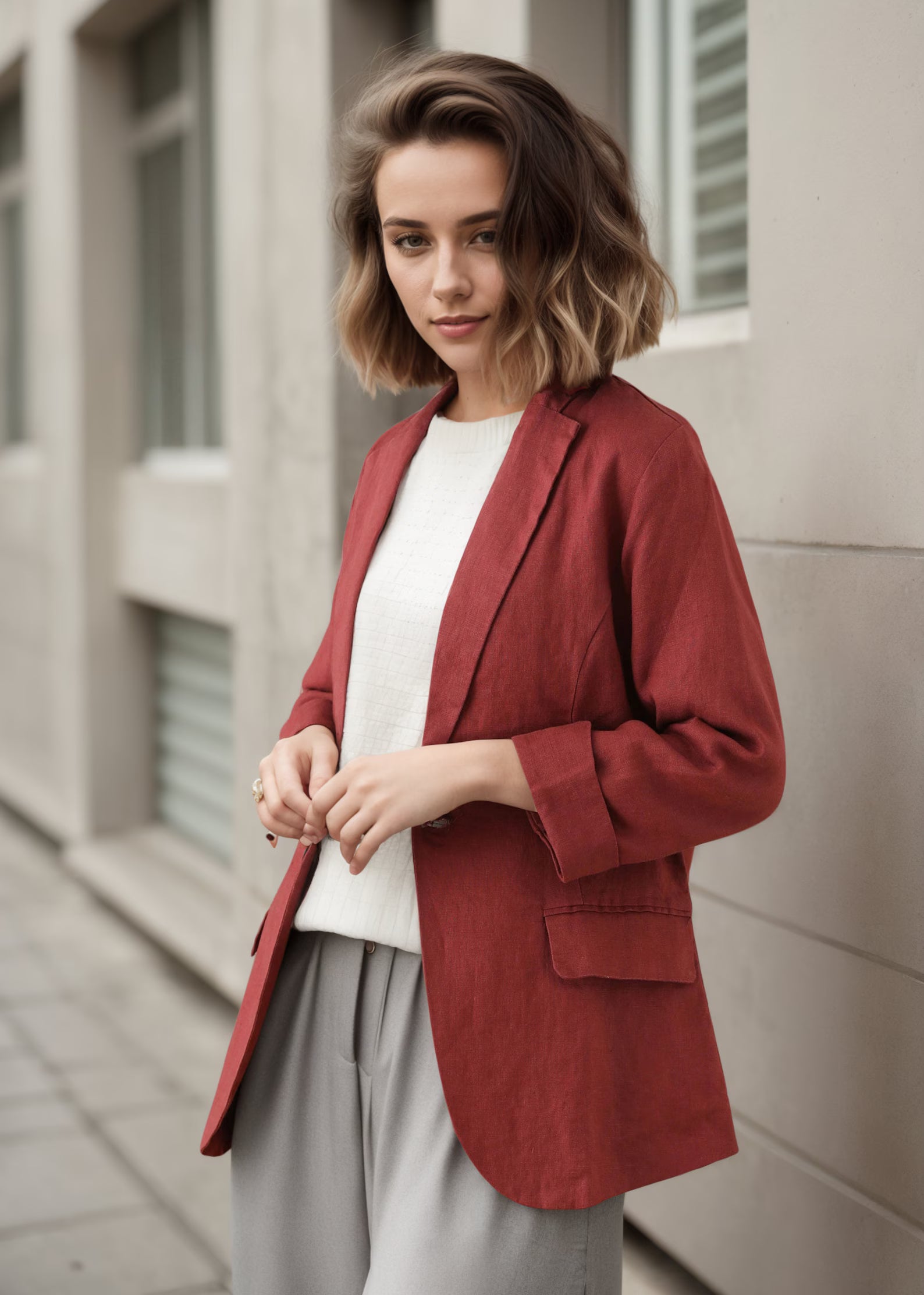 Maria - Roter Damen-Leinenblazer